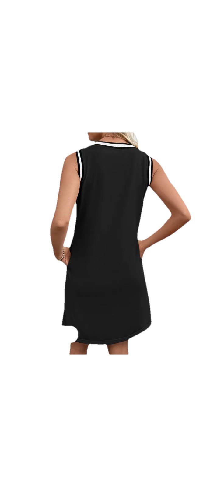 Evaless womens summer casual dress v neck sleeveless Size M