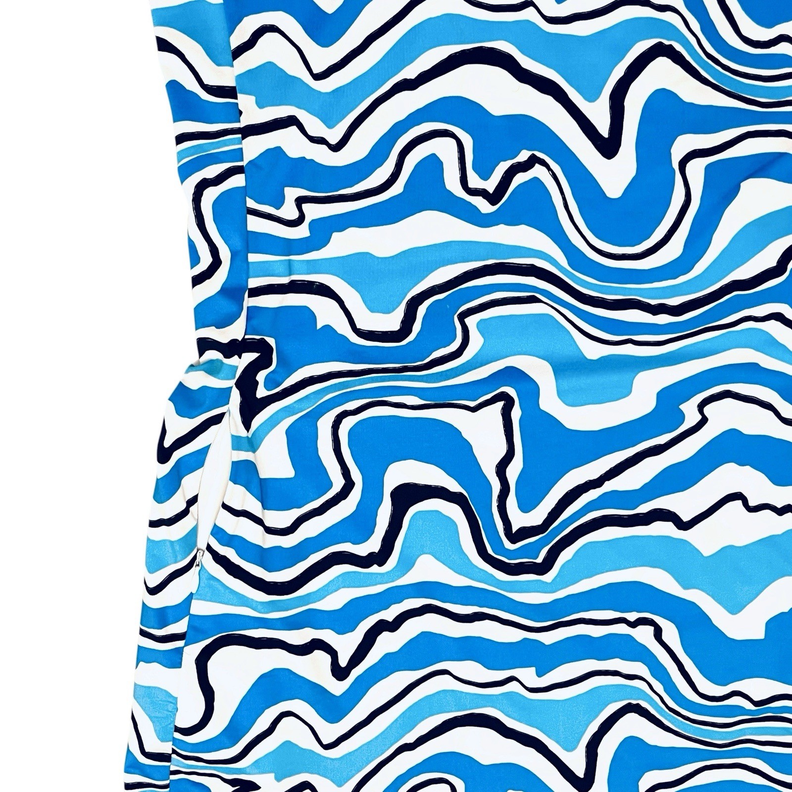 Tail Activewear Dress UPF50+ Blue White Flowing/Wavy Print Pullover Zip/Pocket S