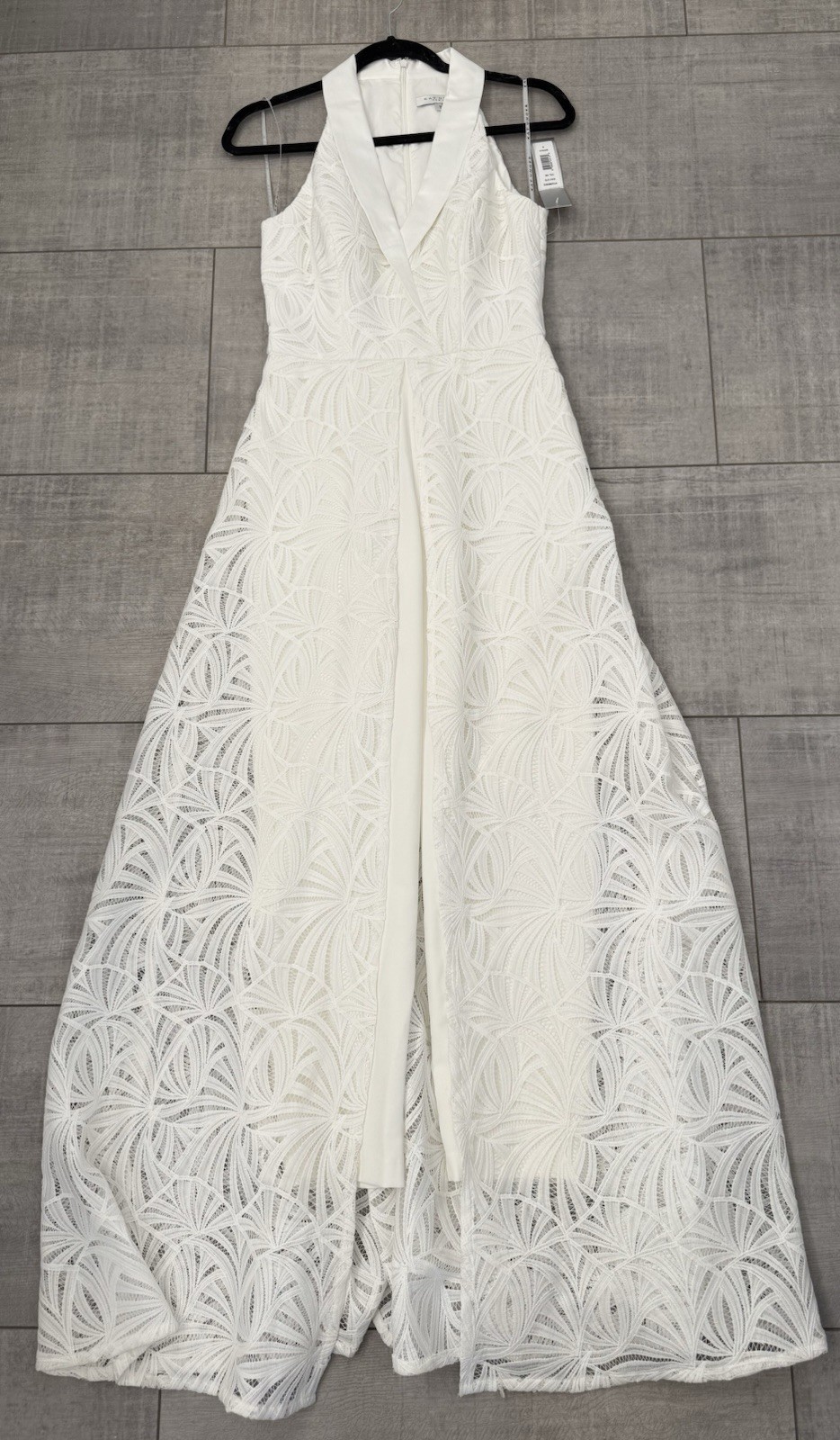 NWT Kay Unger New York Nadia Embroidered Lace Tuxedo Wedding Pant Jumpsuit Sz. 4