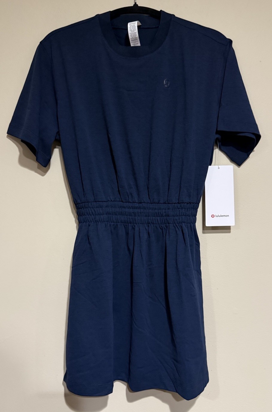 NWT Lululemon Size 6 Smocked Waist T-Shirt Dress TRNV True Navy Blue $118