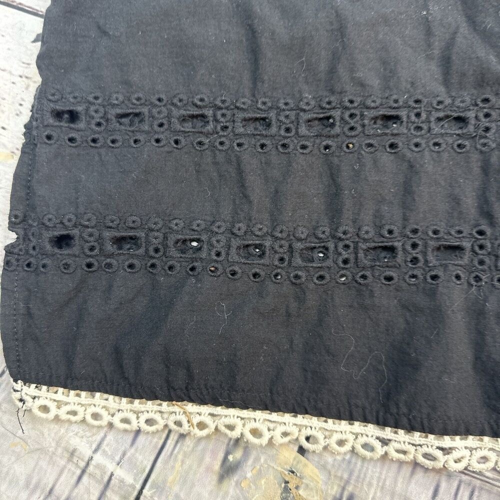 Mud Pie Black Cotton Eyelet Ruffle V-Neck Sleeveless Shift Dress Tunic Womens M