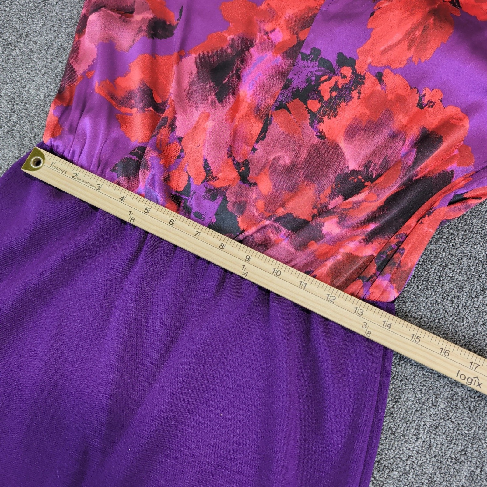 St John Luxury Silk Wool Floral Cowl Neck Sheath Dress Womens 6 Purple USA PF13