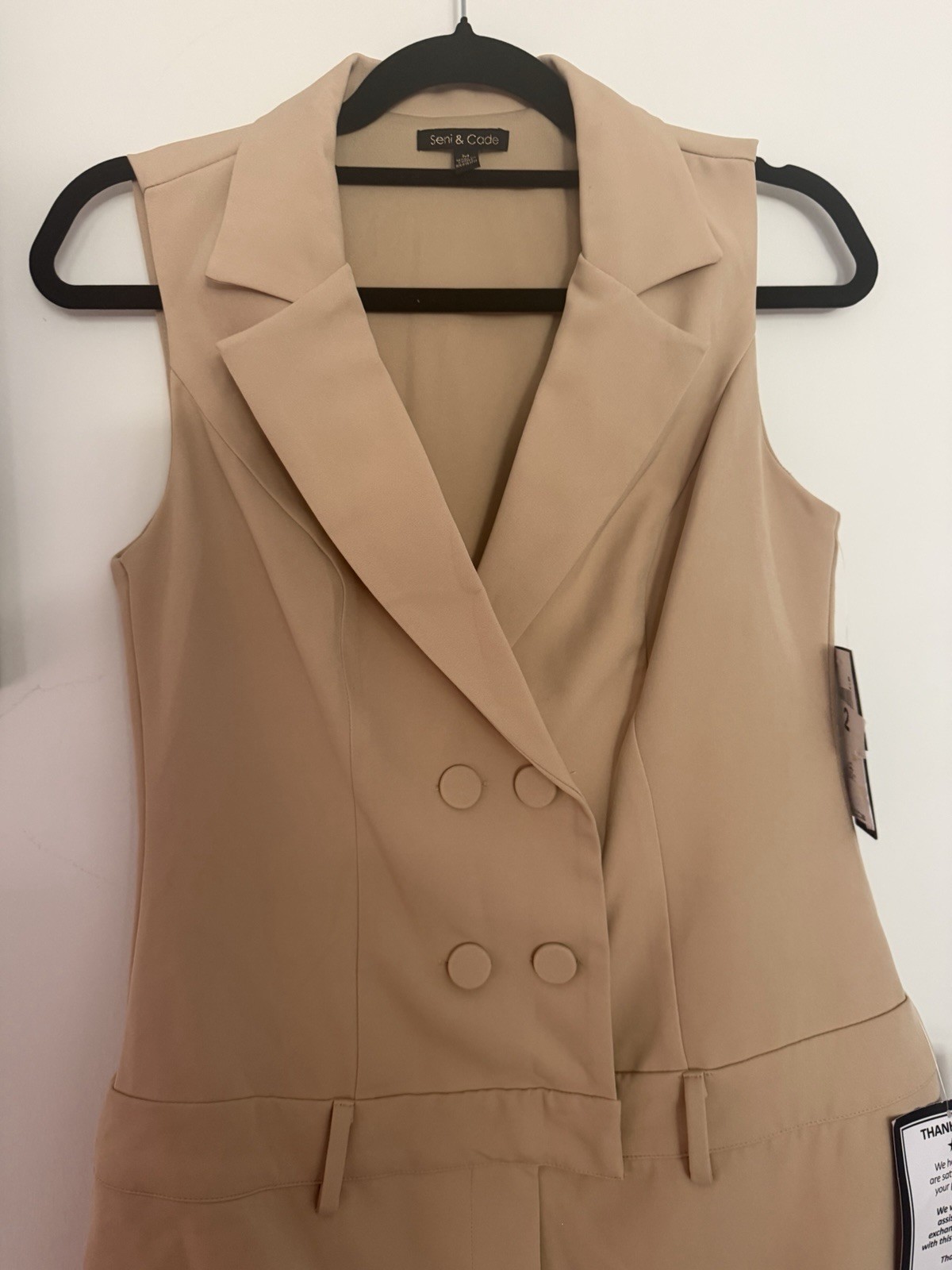 Seni & Cade Elegant Beige Vest Blazer Dress Office Career Chic Mini Dress size M