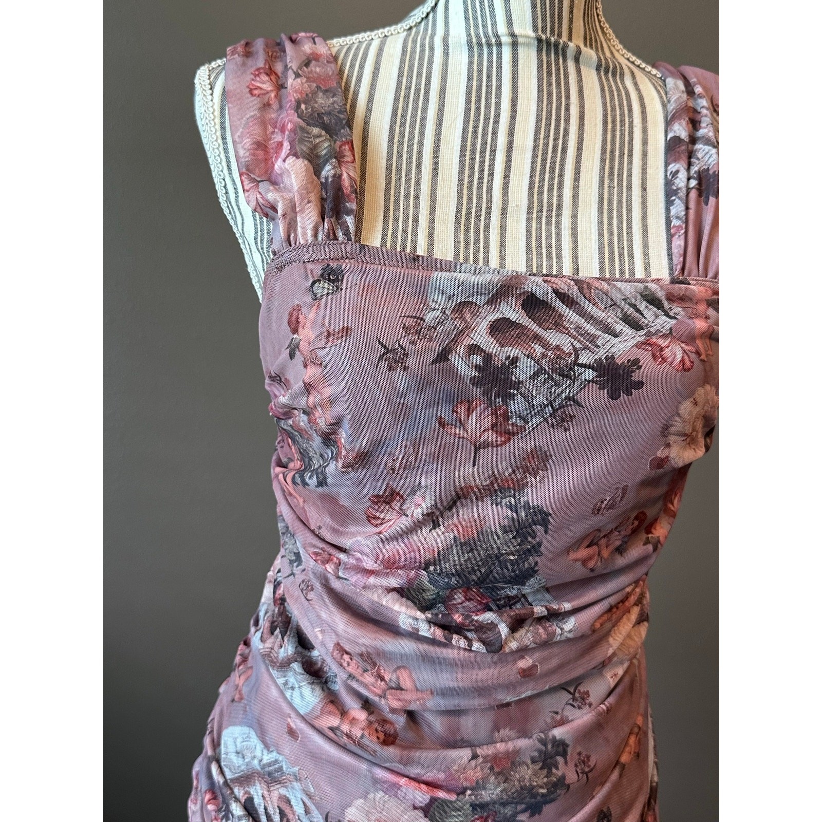 SHEIN Mauve Cherub Angel Ruched Bodycon Mini Dress 1XL