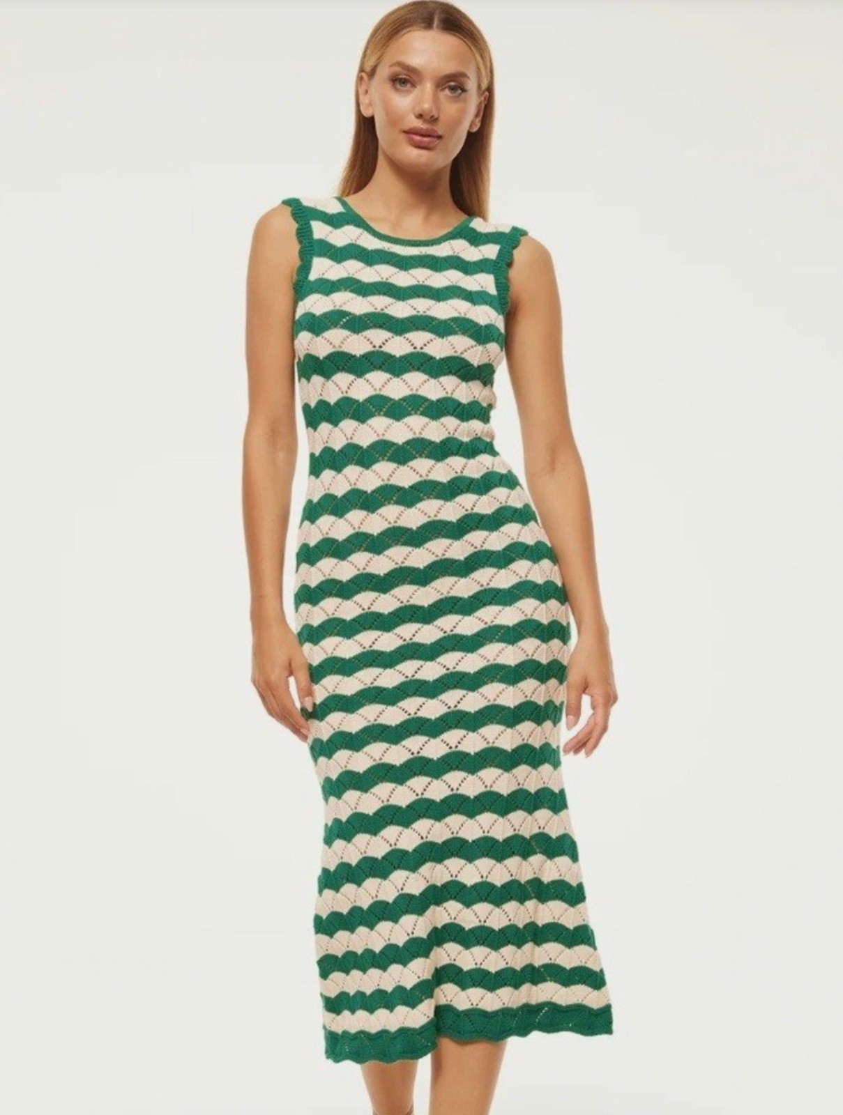 NWT Latest MISA Los Angeles Rosalba long dress Emerald Stripe Knits sz m