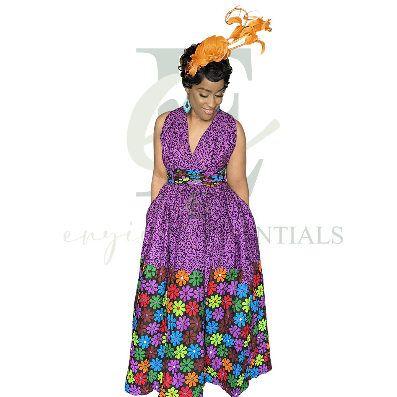 Purple Ankara Infinity Gown | One Size (L–XXL)