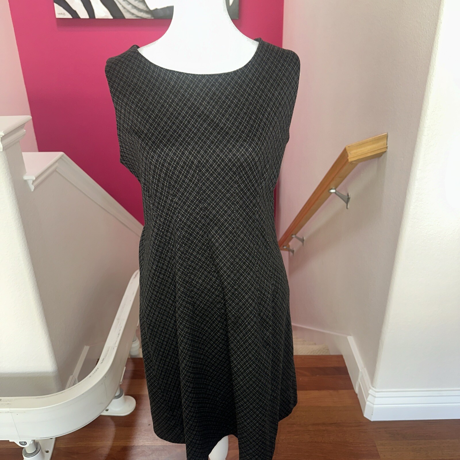 Merona Dress Black/Gray Patterned Sleeveless Side Zipper Size M