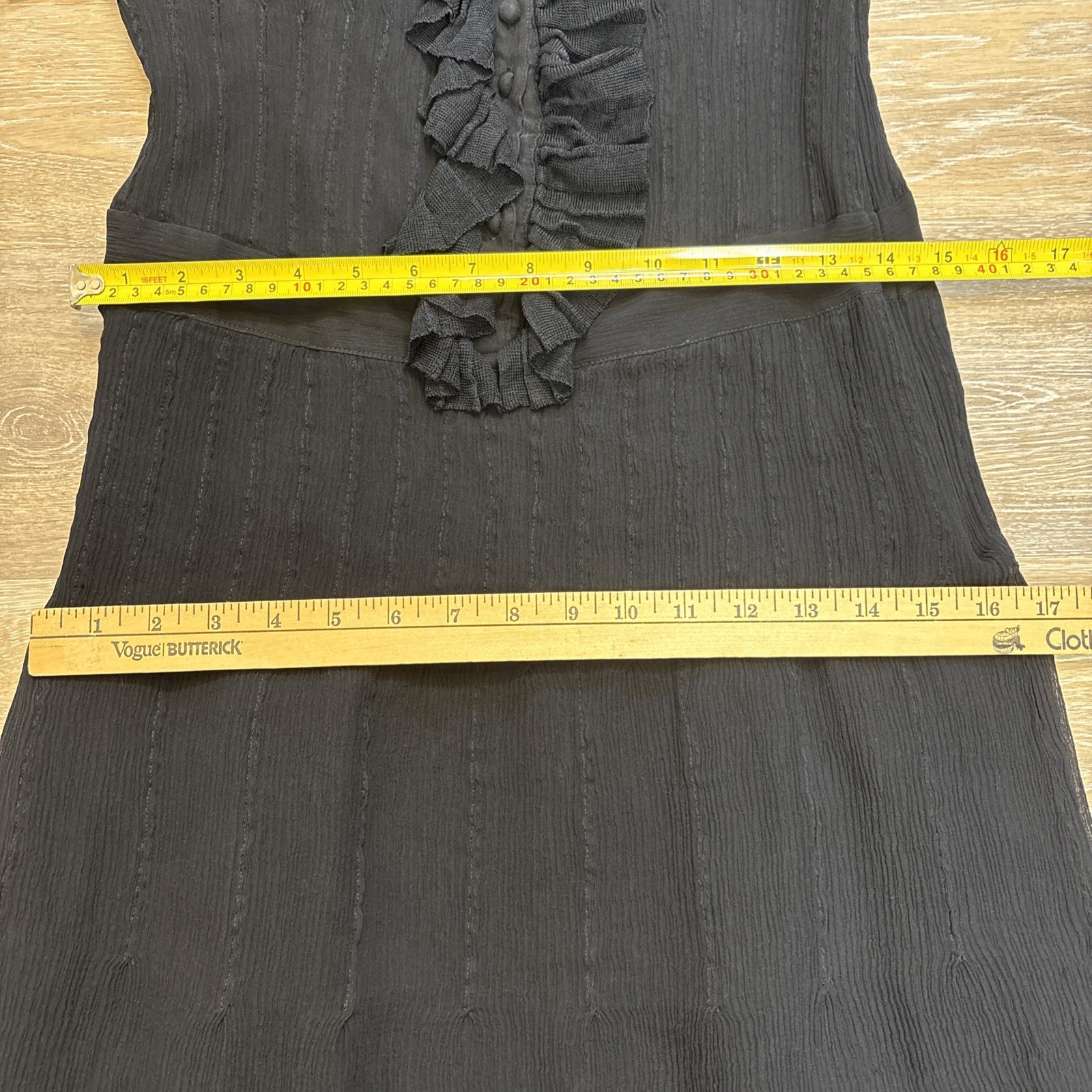 Cacharel Black 100% Silk Semi Sheer Short Sleeve Dress Whimsigoth US 6 EU 36