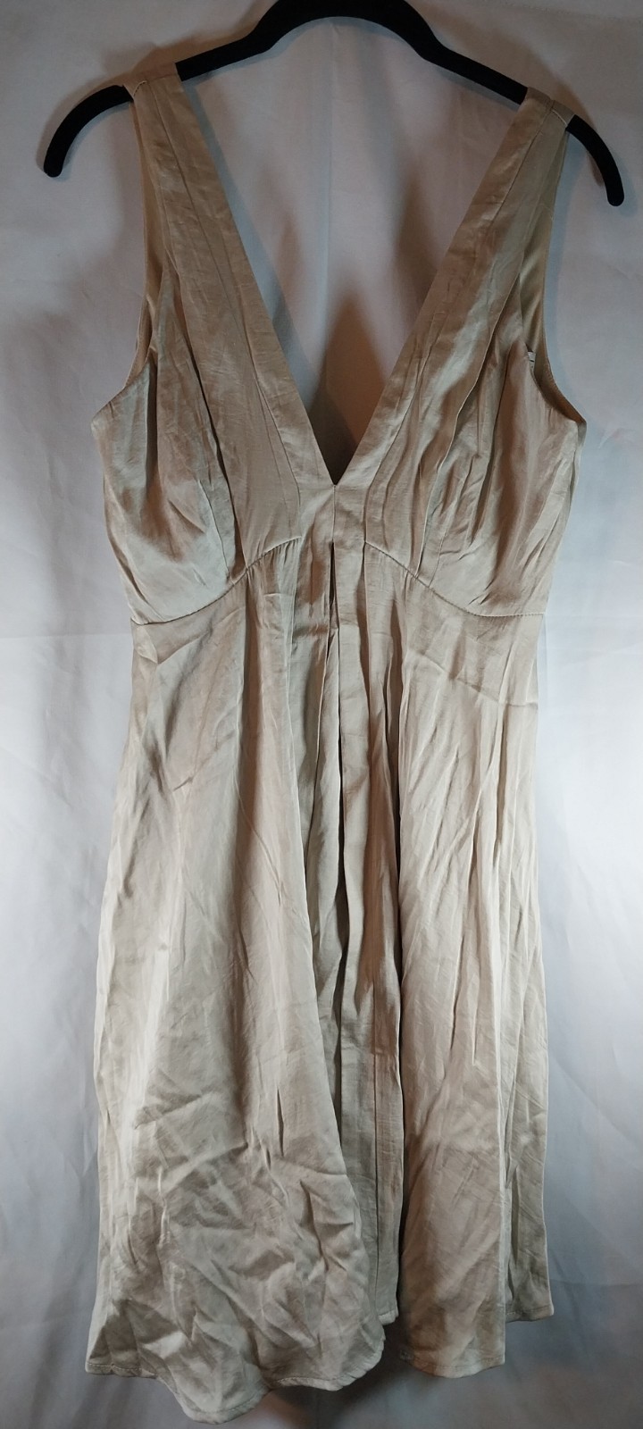 Mystic Champagne-colored Satin Dress with a V-neckline pleated Medium
