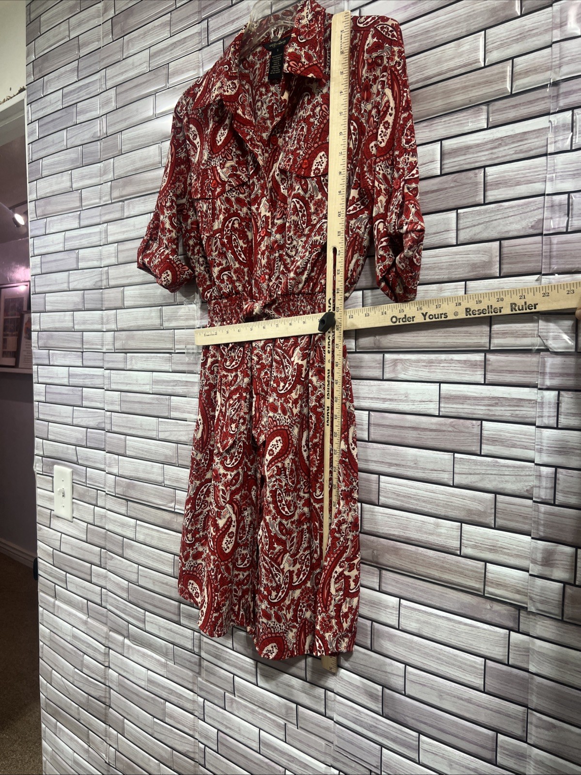Millenium Womens S Dress red paisley fit flair tie waist knee length western