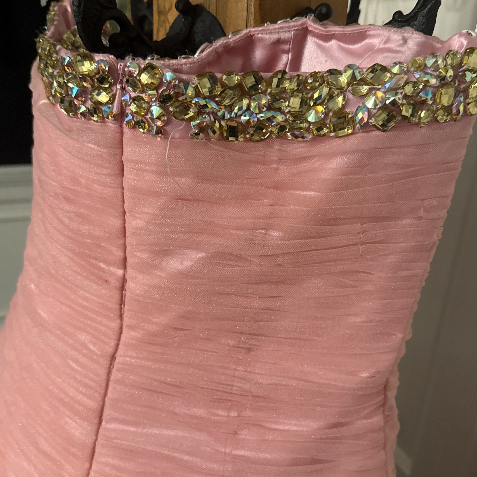 SHERRI HILL Homecoming Prom Formal Bubblegum Pink Ruffle Bow Tutu Dress Size 6