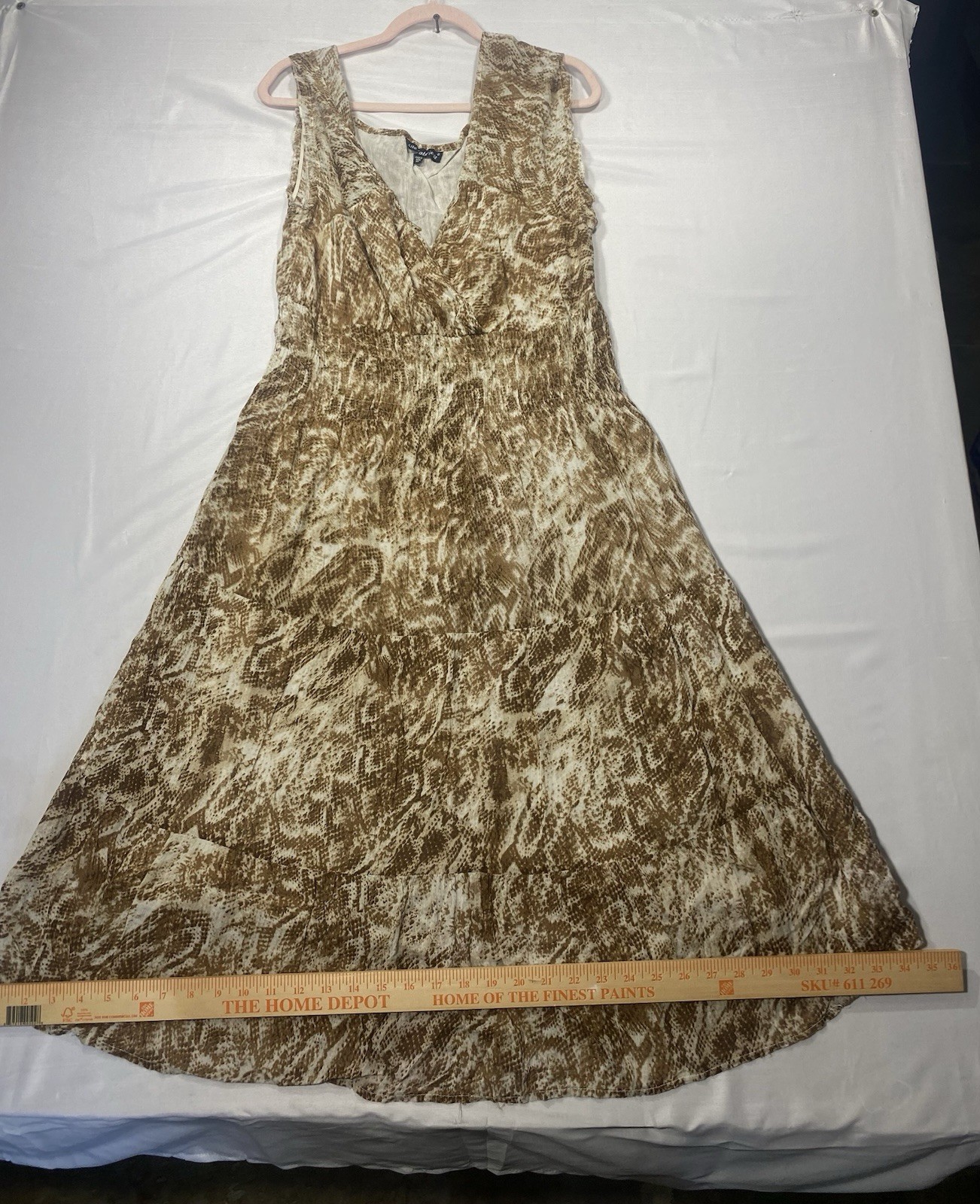 Millenium XL Brown Snakeskin Print Sleeveless Faux Wrap Maxi Dress Boho