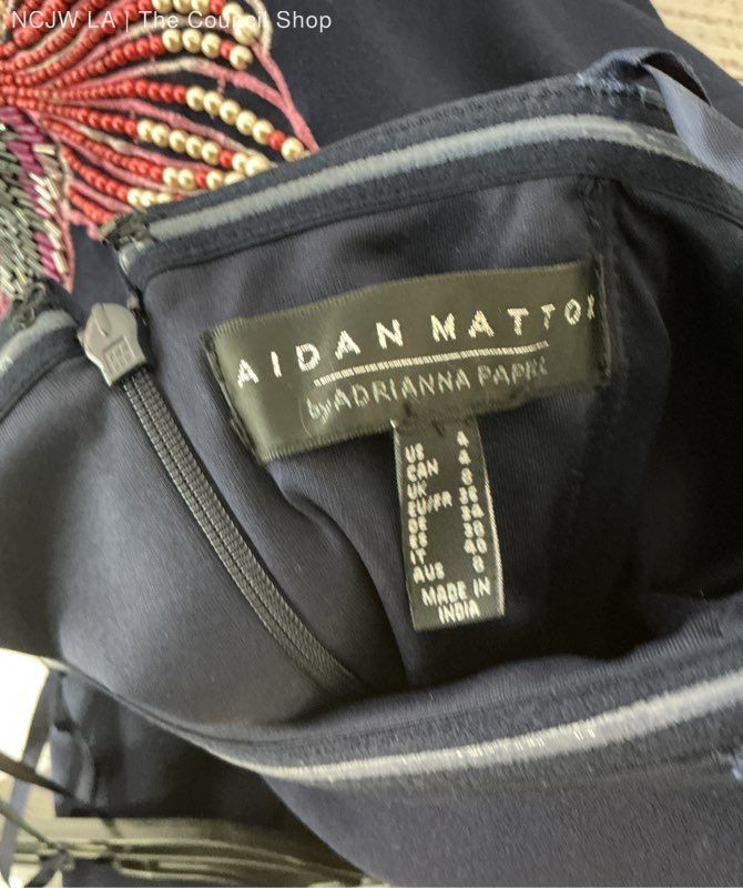 NWT Women’s Aidan Mattox Navy Blue Strapless Beaded Dress Size 4 Retail $395