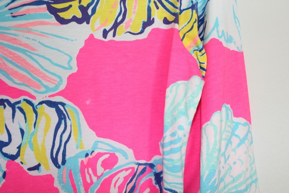 Lilly Pulitzer Marlowe Dress 100% Pima Cotton Pink Floral Boat Neck Nautical L
