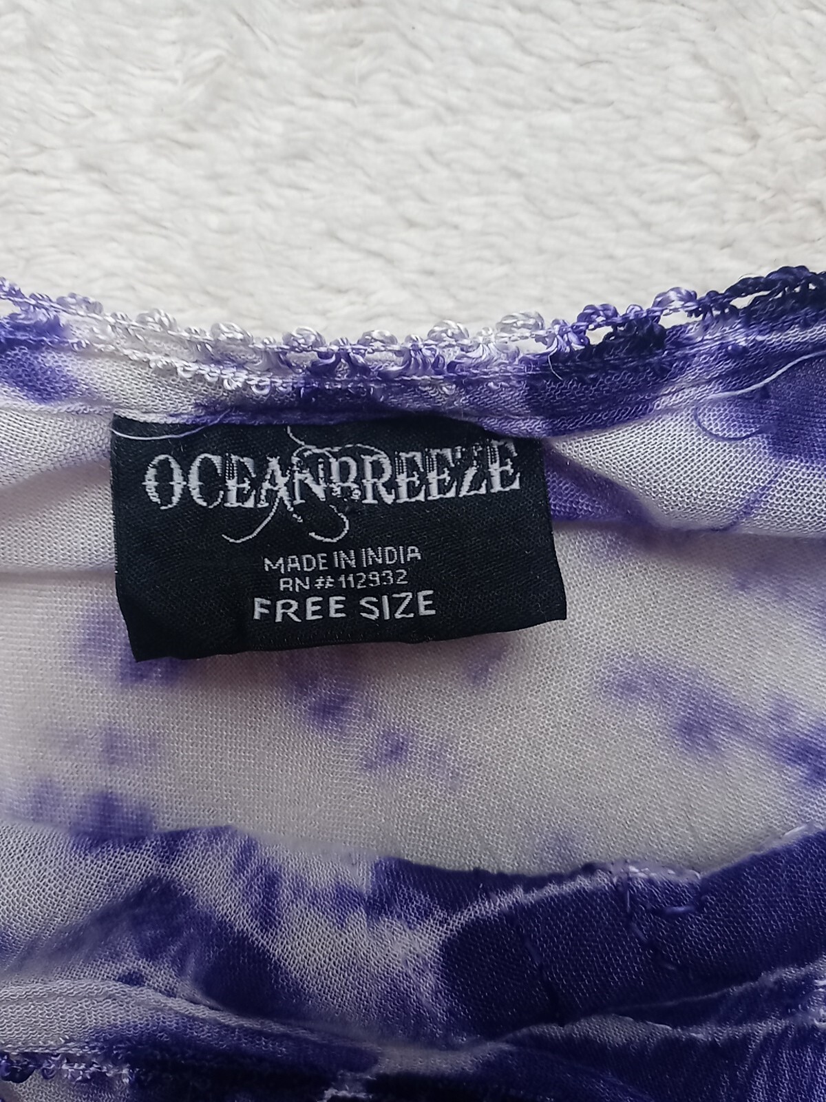 VTG Ocean Breeze Dress Womens Regular Free Size Purple Tie Dye Boho Hippie Dress