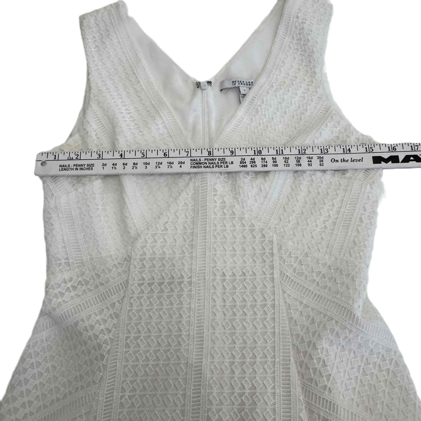 Derek Lam 10 Crosby White Vneck Handkerchief Hem Textured Dress Size 2