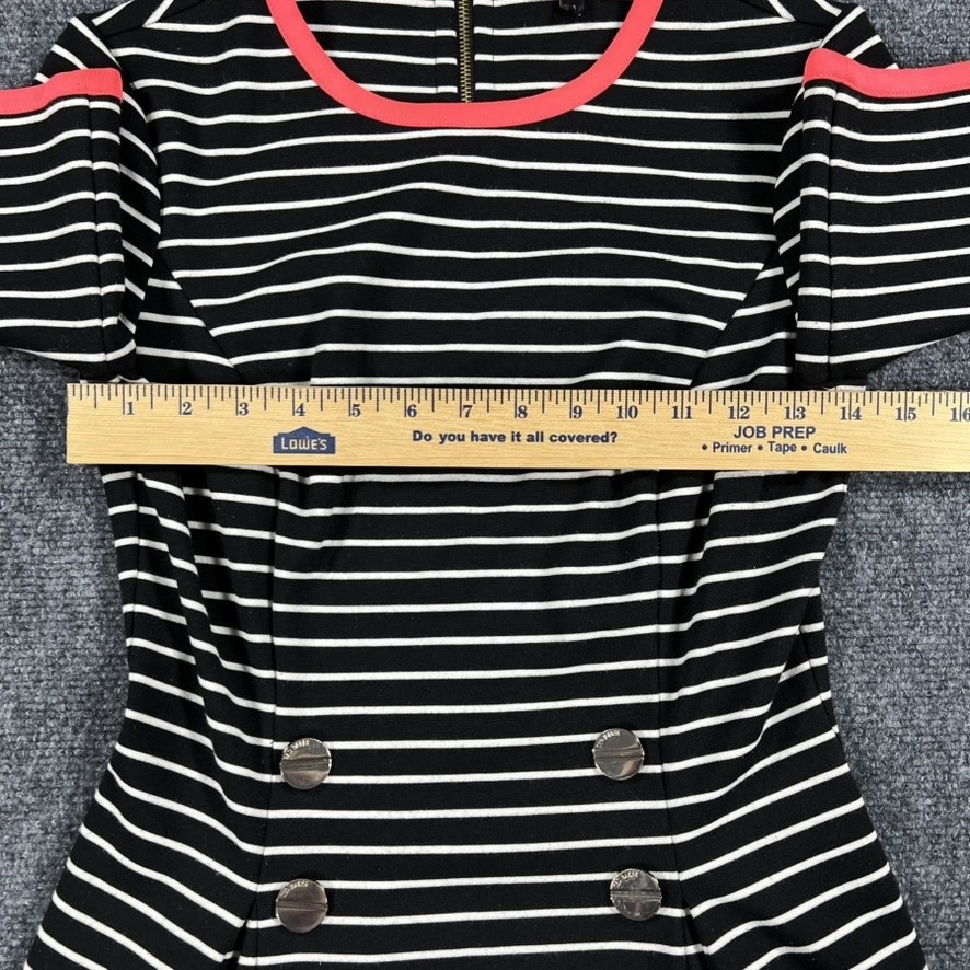 Ted Baker Dress Womens 4 Black Stripe Alexina Fit Flare Half Sleeve Nautical