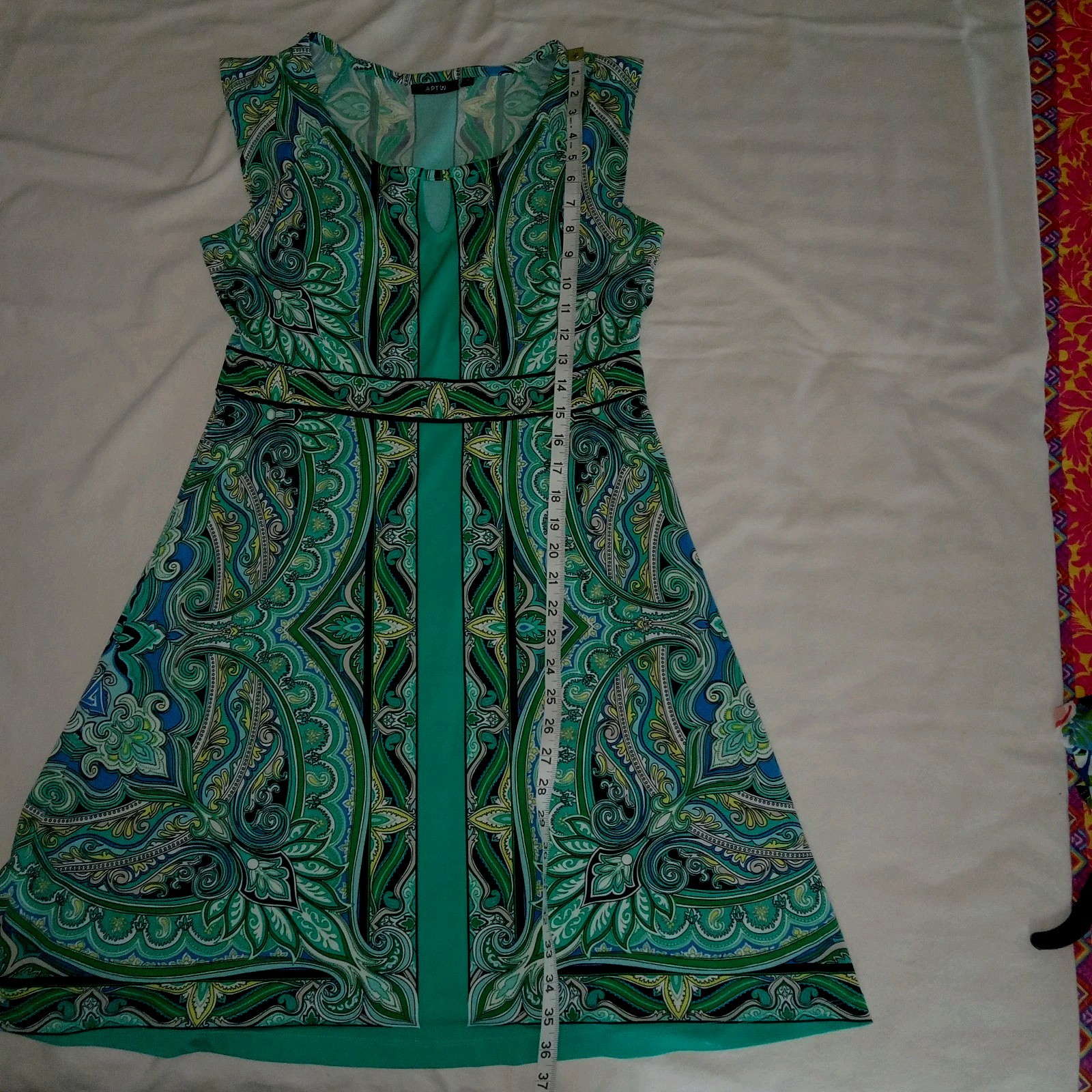 Apt 9 Multicolored Print Sleeveless Keyhole Neck Aline At Knee Dress Sz Med