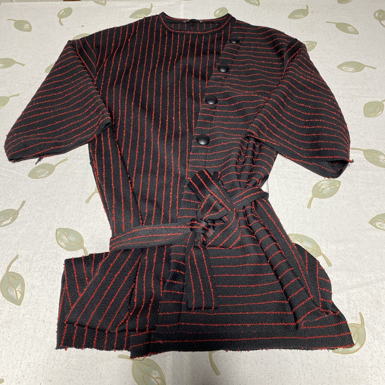 Zara Trafaluc Autumn-Winter 17-18 Black/Red Striped 1/4 Sleeves Dress Sz 28. GG