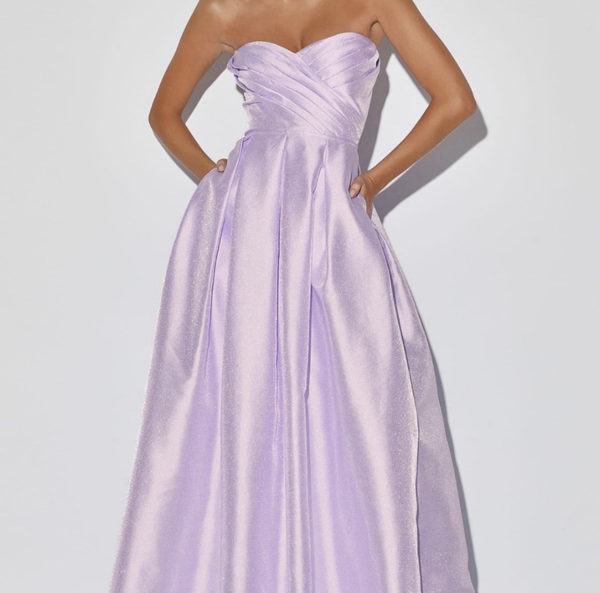 Lulus Princess Moment Lilac Satin Strapless Maxi Dress Sweetheart Slit S
