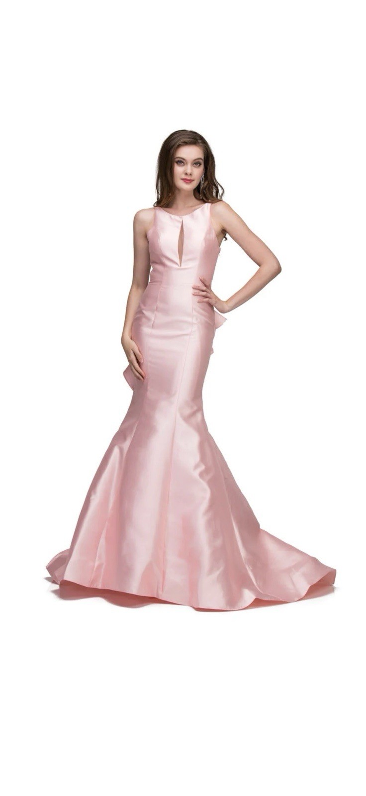 Blush Trumpet Gown Crystal Ruffle Design xs