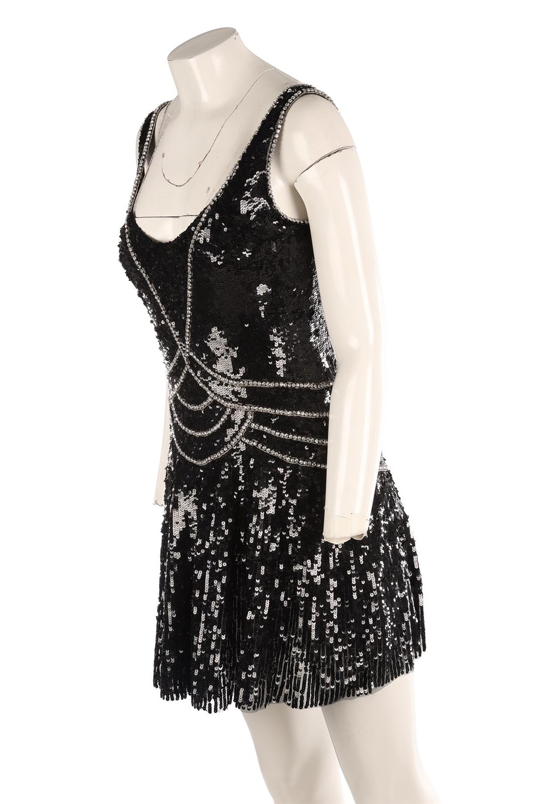 JENNY PACKHAM BLACK SEQUIN MINI DRESS UK 10