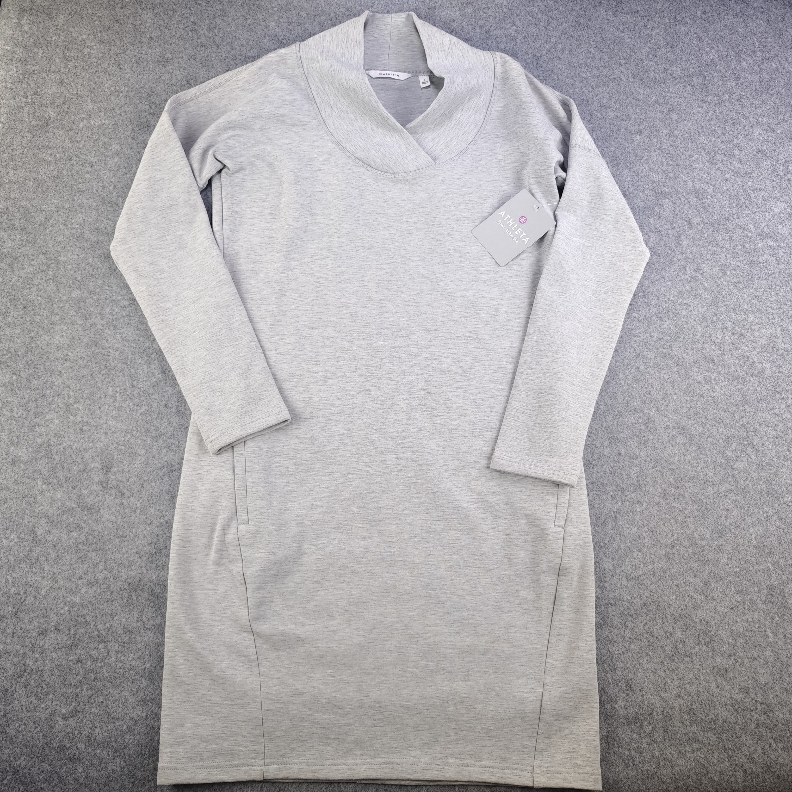 Athleta Sweatshirt Dress Small NWT Cozy Karma Heather Gray Wool Blend Pockets