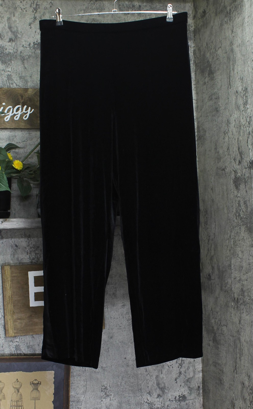 alex Evenings Velvet Plus Size Full Length Slim Leg Formal Dress Pant Black 2X