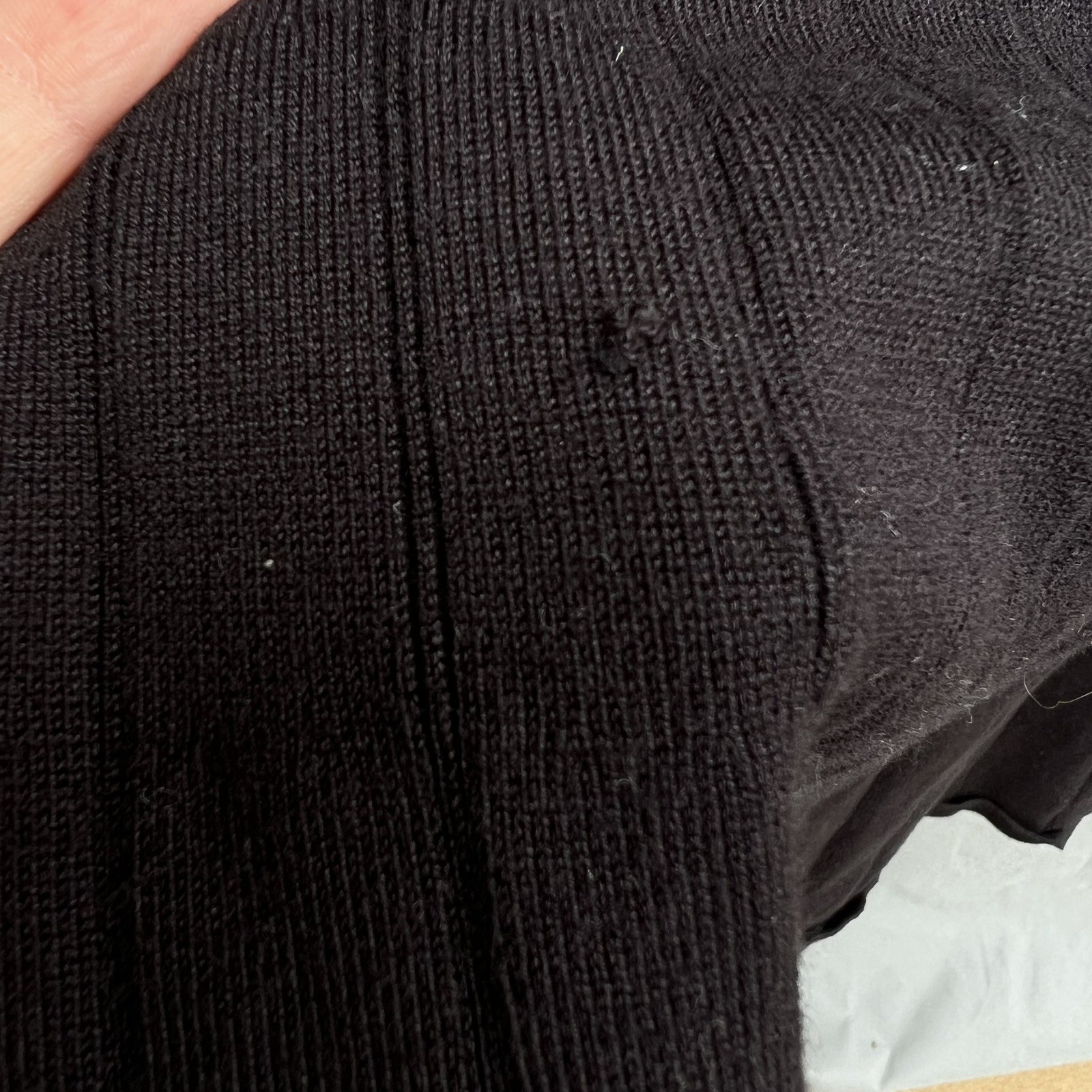 Talbots Size Small Black Ribbed Sweater Dress A-Line Business Long Sleeves Mini