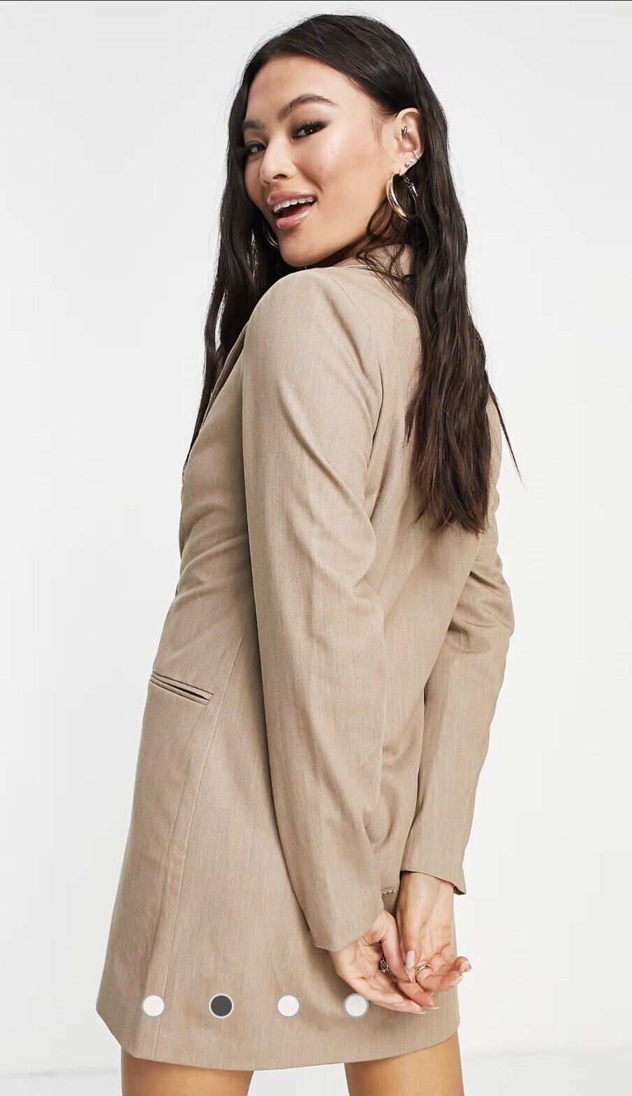 4Th & Reckless New Womens Size Small Double Breasted Mocha Diamond Blazer Dress
