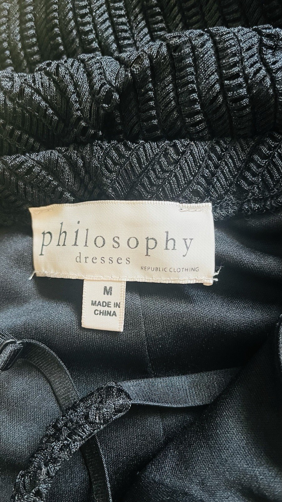 Philosophy Black V-Neck Sleeveless Maxi Dress Knit Stretch Formal Size M