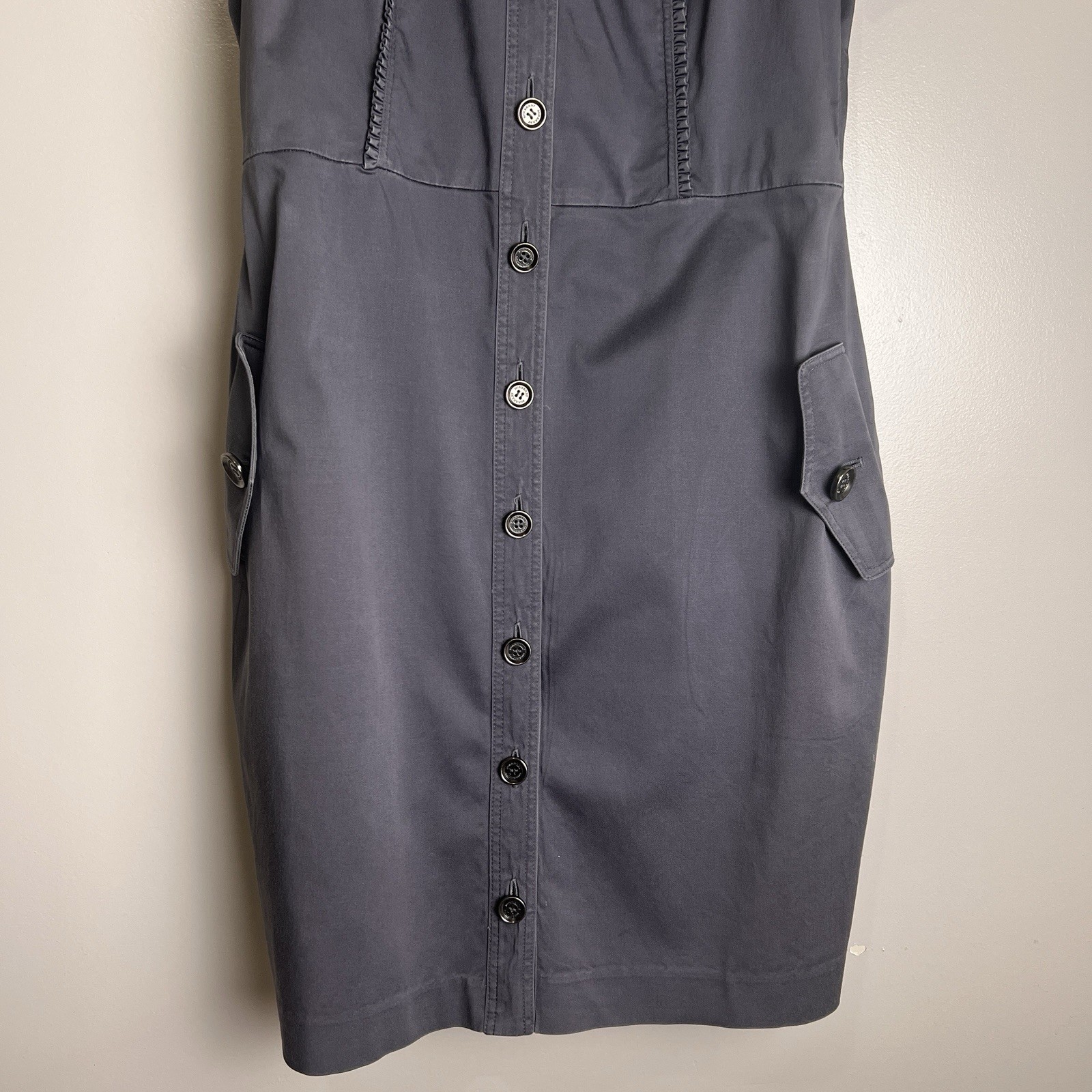 Burberry of London Gray Button Down Dress Size 17.5” Ptp EUC