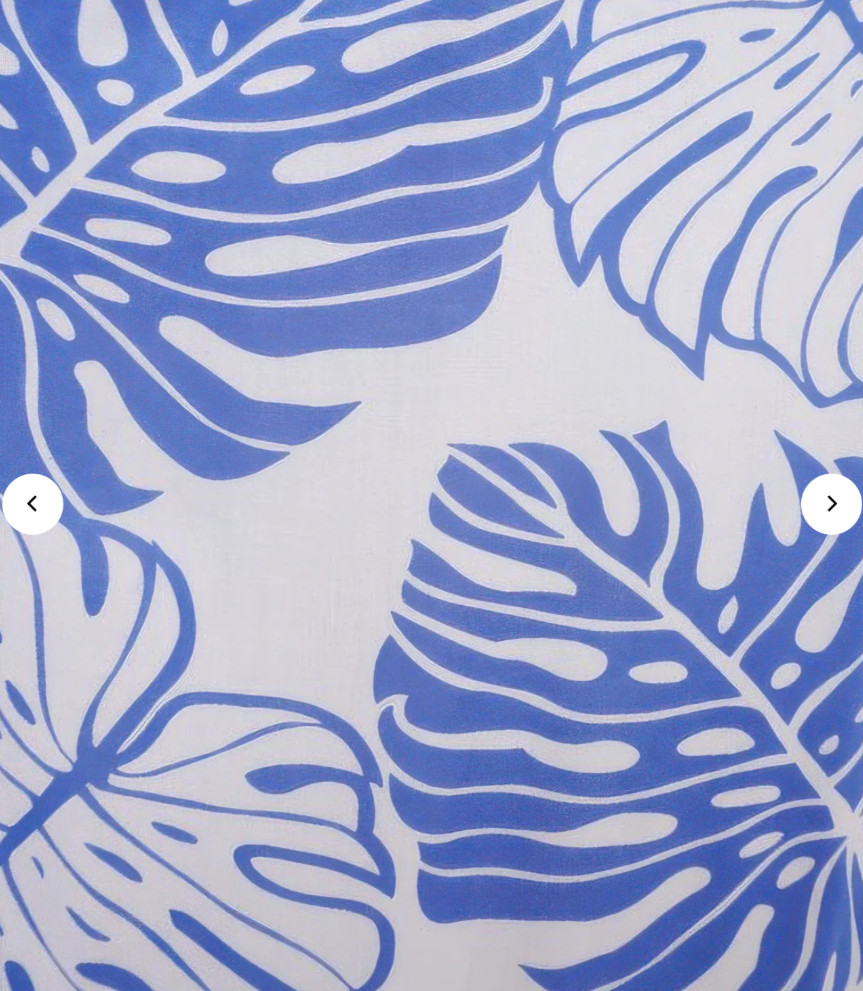 Napua Collection Honolulu Reverse Monstera Blue Rayon Knee Length Sun Dress NWT