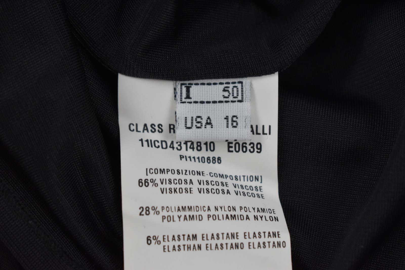 Roberto Cavalli Class Sz 16 Black White Long Sleeve Cocktail Sheath Dress Italy