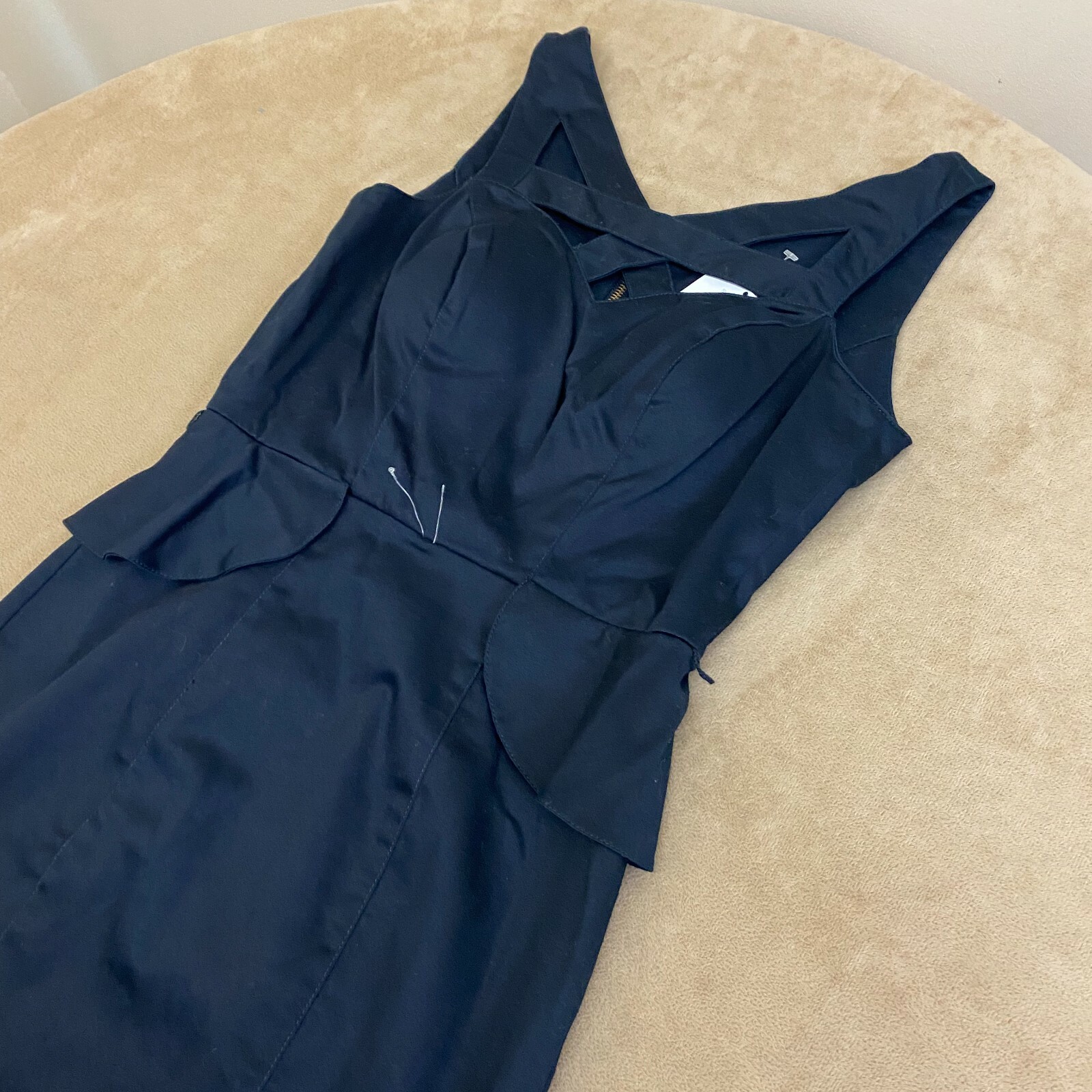 NWT XOXO Womens Navy Blue Sleeveless Wide Strap Zipper Shift Dress Size 7/8 NEW