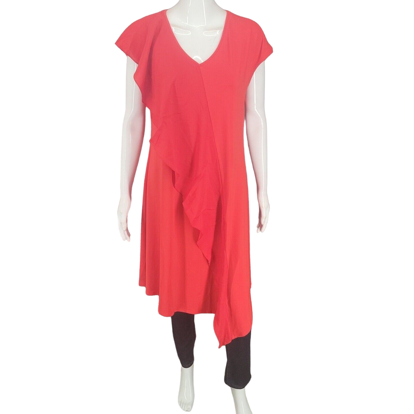 Womens Midi Dress Small Sz Red Casual Modern Outdoor Jet Set Jersey Top
