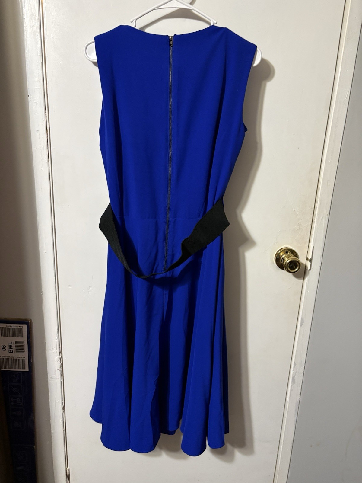 City Chic Royal Blue Panel V-Neck Belted Dress Size 20 New
