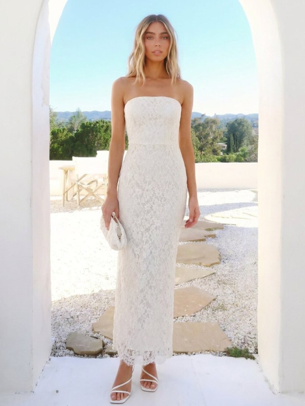 RALPH LAUREN EVENING Ivory Lace Strapless Gown Sequined Formal Dress Size 4