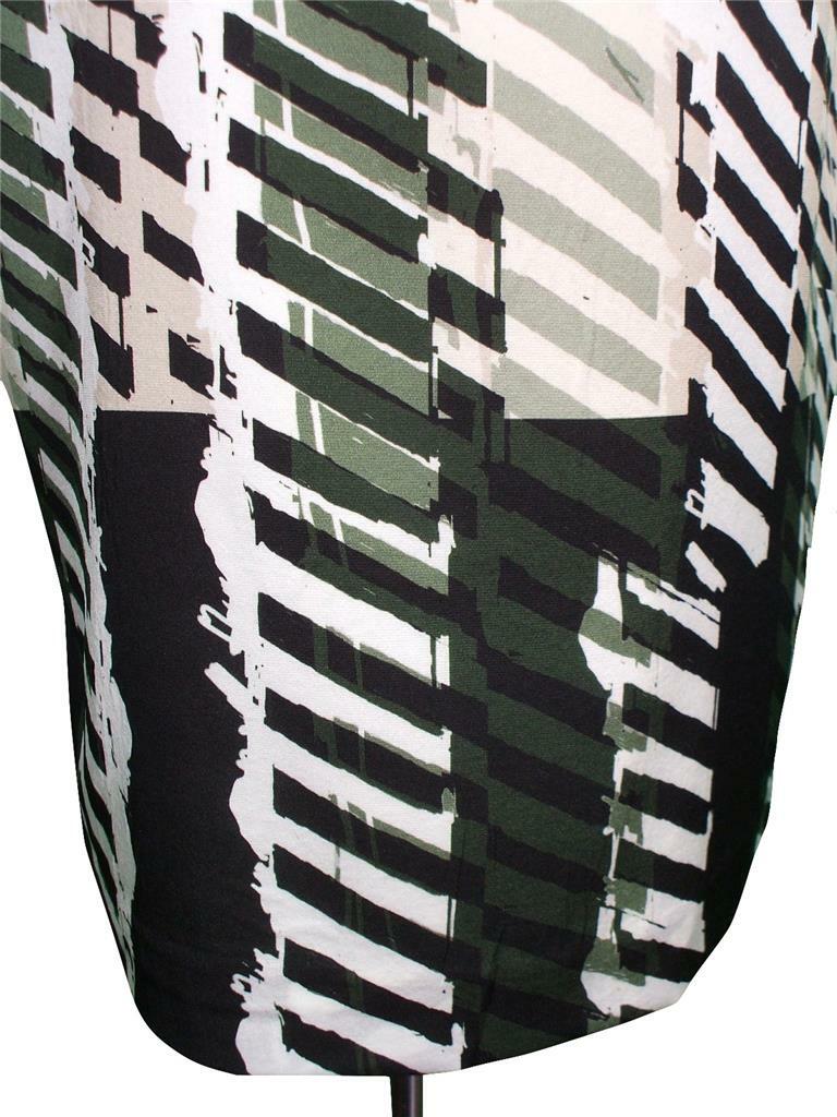 NWT ST. JOHN Knits Stencil Stripe Print Stretch Silk Crepe Dress sz 10 $1045