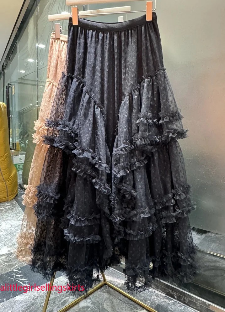 New in Women’s Spring Lace Patchwork Mesh Tutu Cake Long Skirt Women Sweet