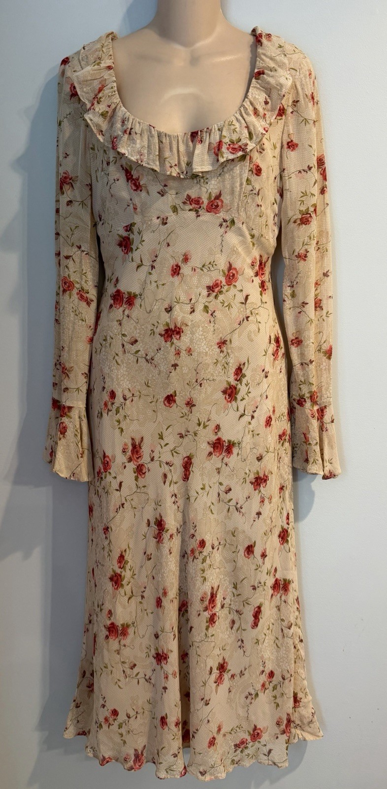 MODA INTERNATIONAL Victoria’s Secret Y2K Flare Sleeve Fairycore Midi Dress sze 8