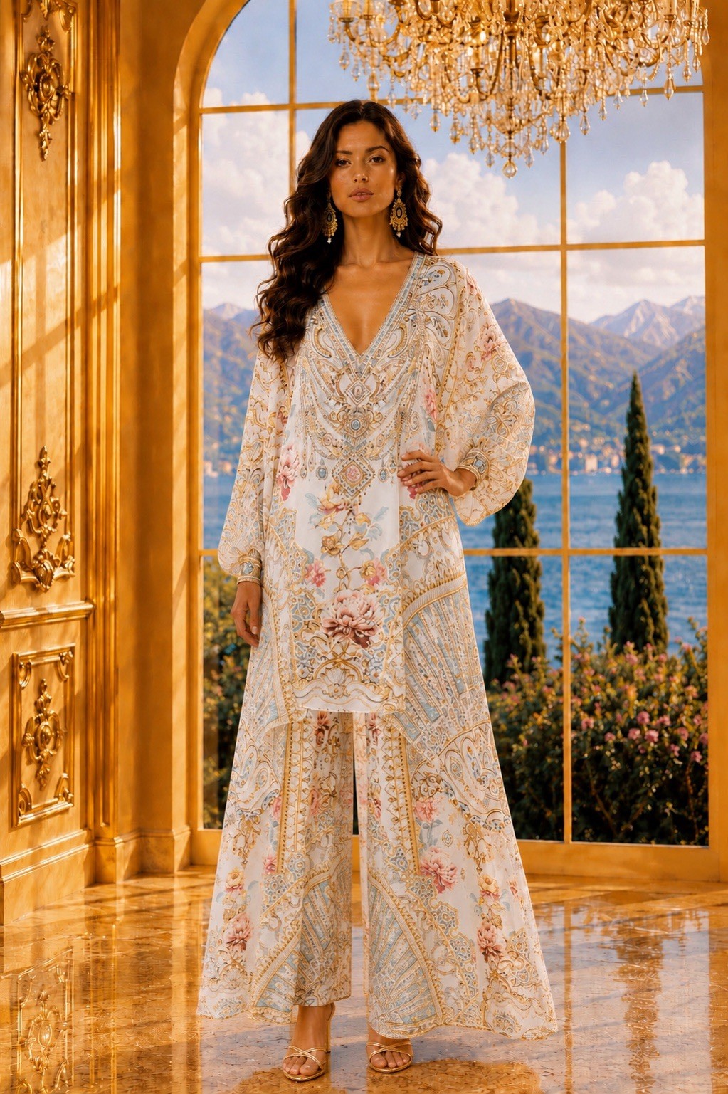 Camilla Ottoman Dynasty Short Kaftan With Cuff One Size