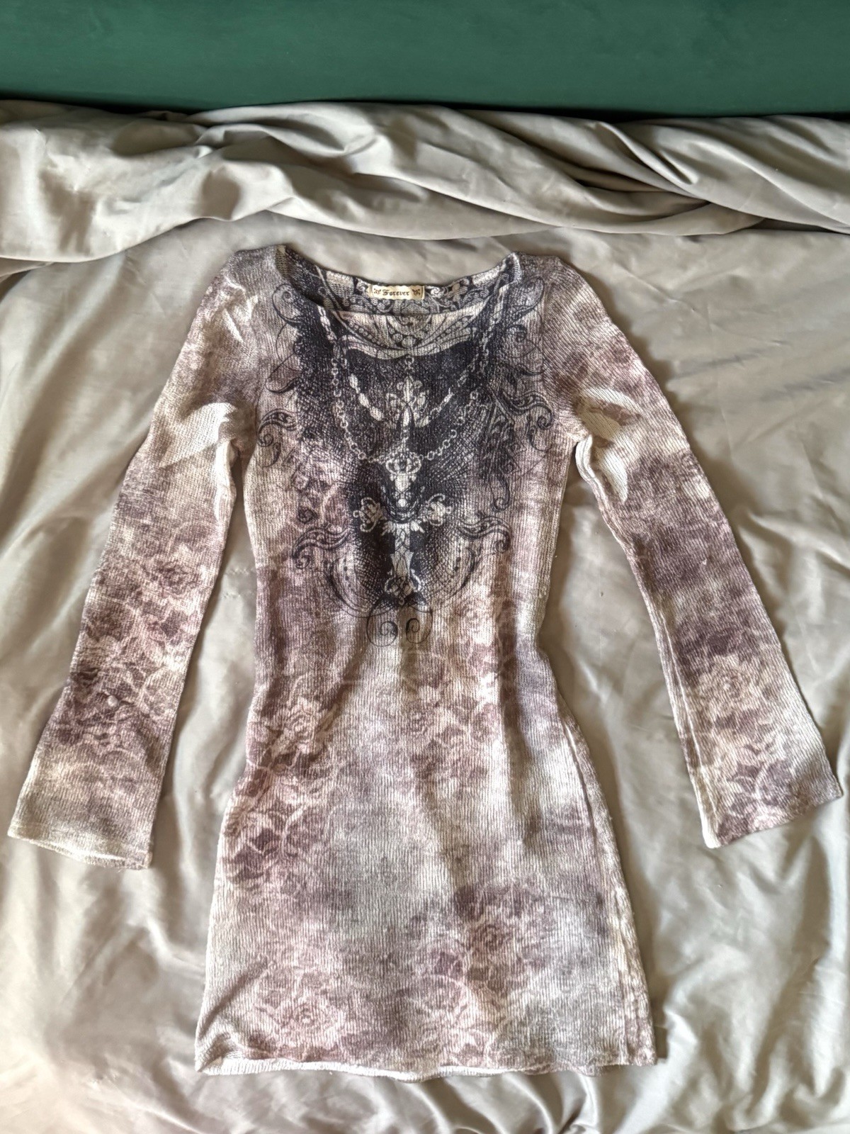 Forever 21 TRUE vintage y2k bell sleeve minidress XS S dress ed hardy affliction
