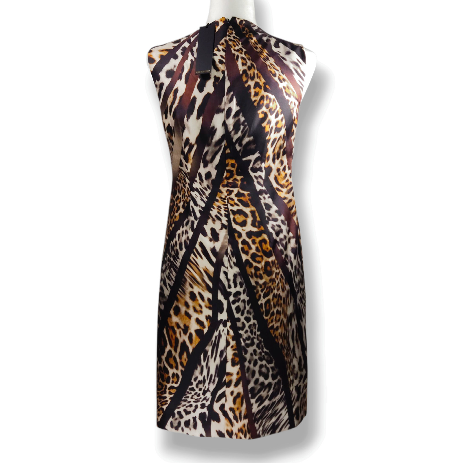 Kobi Halperin Mix Animal Print Silk Sheath Dress Gold Button Black Multi XS NWT