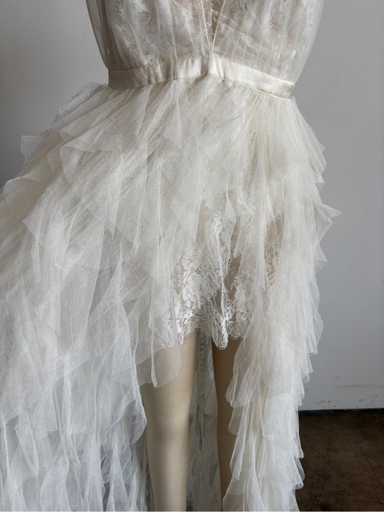 $489 NWT For Love And Lemons “Maxine” Tulle Maxi Dress in Ivory Sz XXS