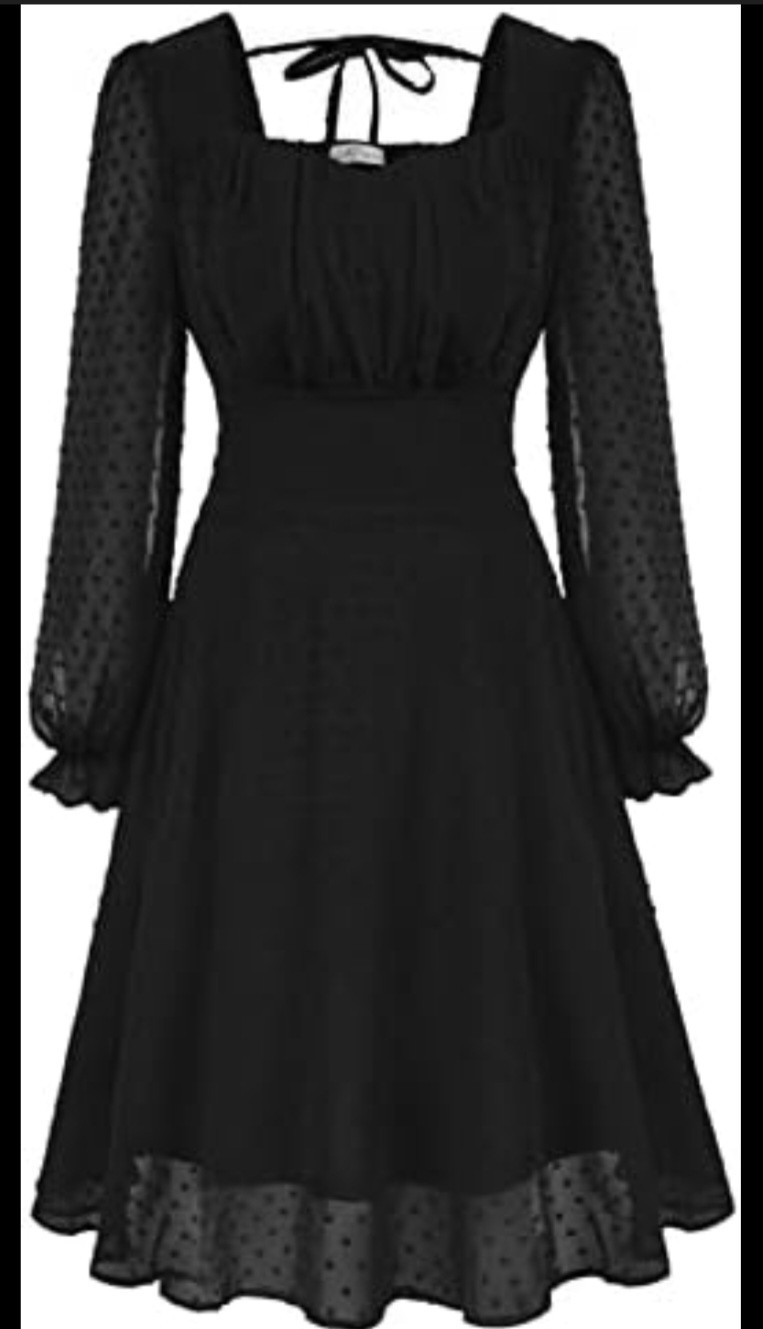NWT Belle Poque Black Sheer Mesh Overlay Swiss Dot Dress Whimsygoth Romantic XL