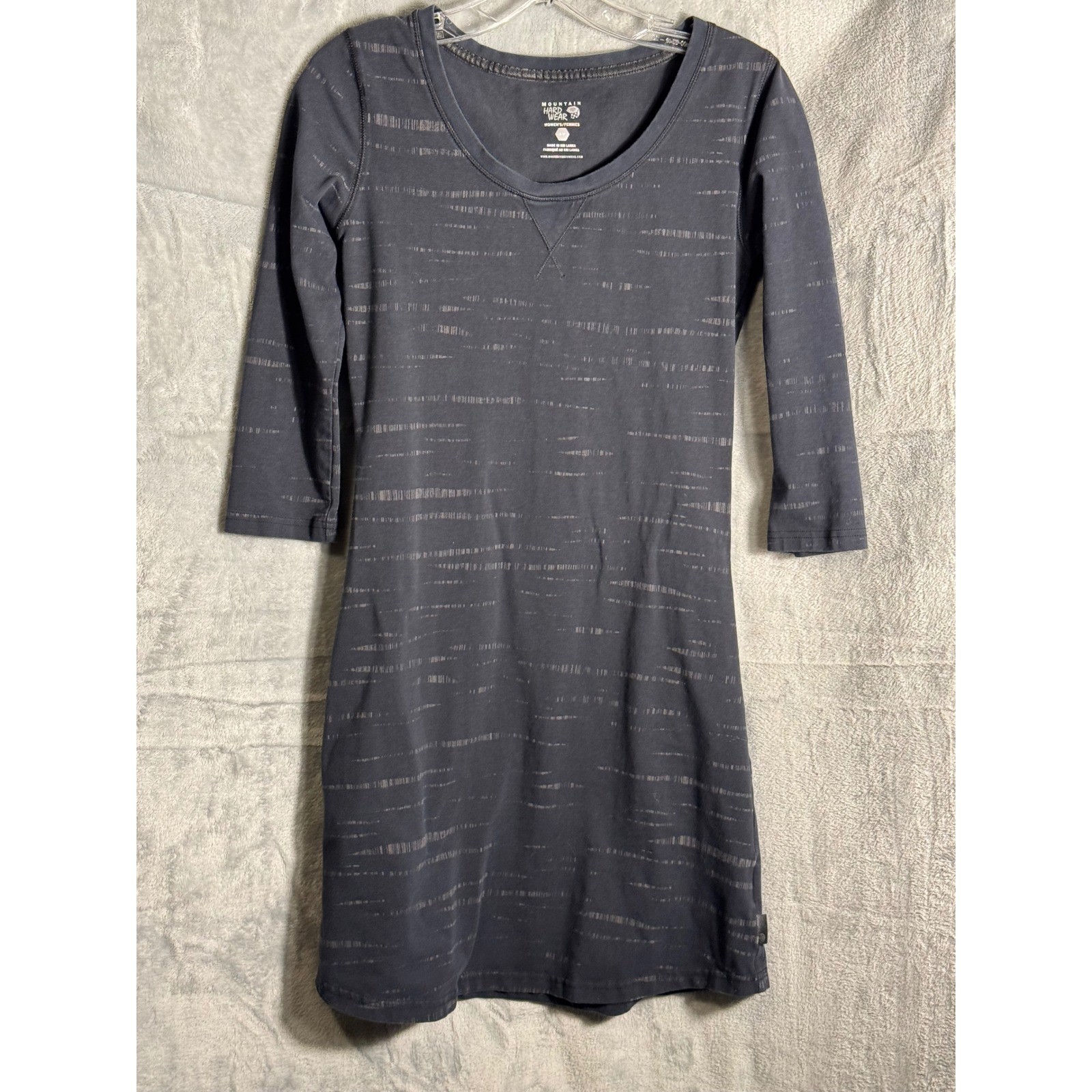 Mountain Hardwear Womens S P 34in Long Sleeve Casual Dress Grey Striped