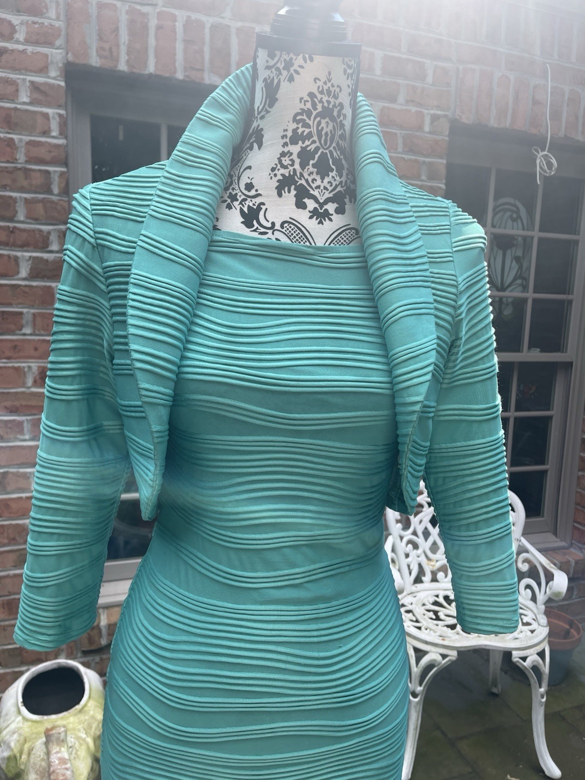frank lyman Jacket & Dress, Size2, Cocktail Suit, 3/4 Sleeves Stand Up Collar