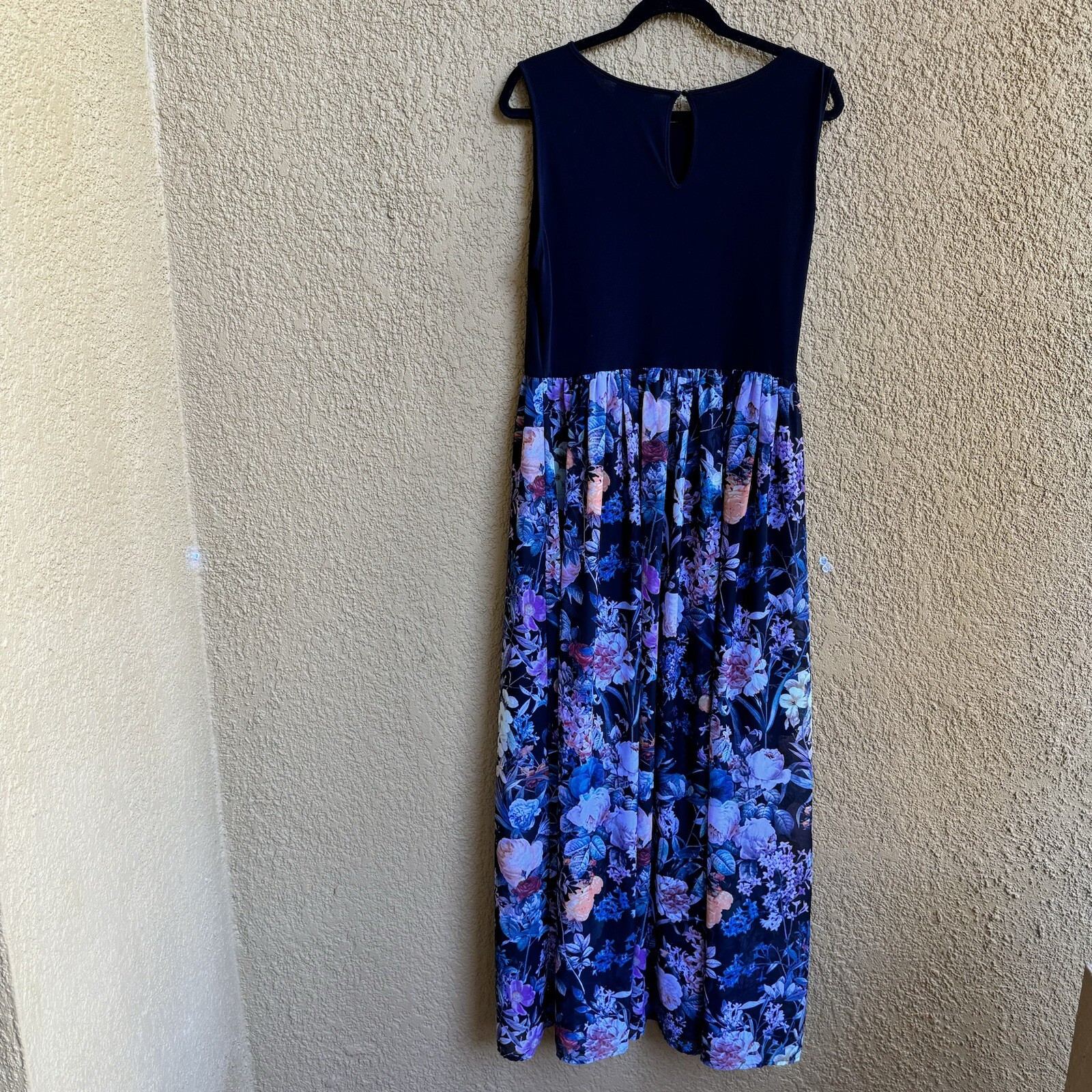 Trulli Womens Black Floral Chiffon Stretch Sleeveless Scoop Neck Maxi Dress XL
