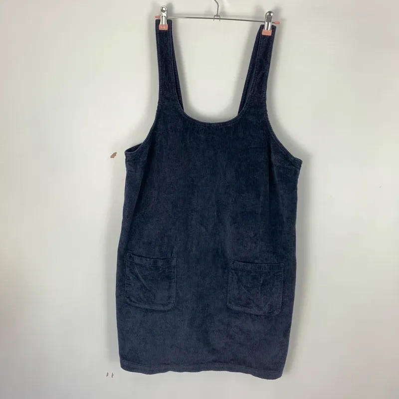 Fat Face Jumbo Cord Dress Womens 16 Navy Blue Corduroy Pinafore Short Dungaree